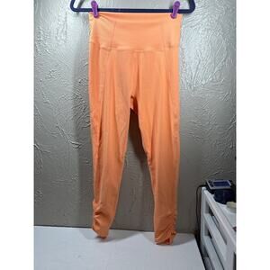 NWT Wilo The‎ Label Ribbed High Rise Ruched Leggings Peach Activewear Size Large